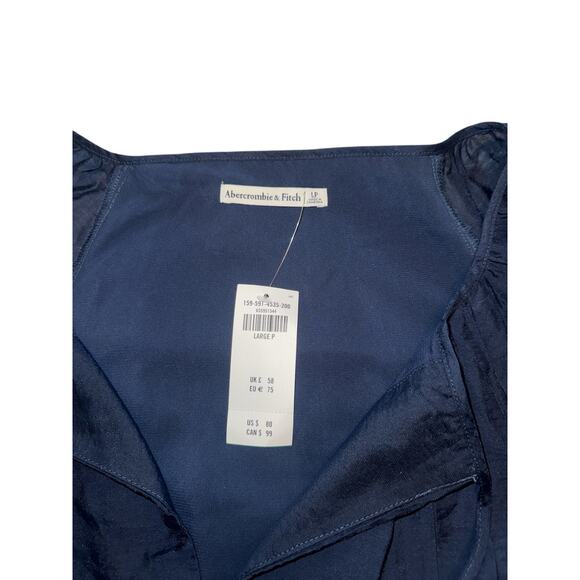 Abercrombie & Fitch navy tiered ruffle sleeve trapeze dress size LP - NWT - Picture 9 of 9